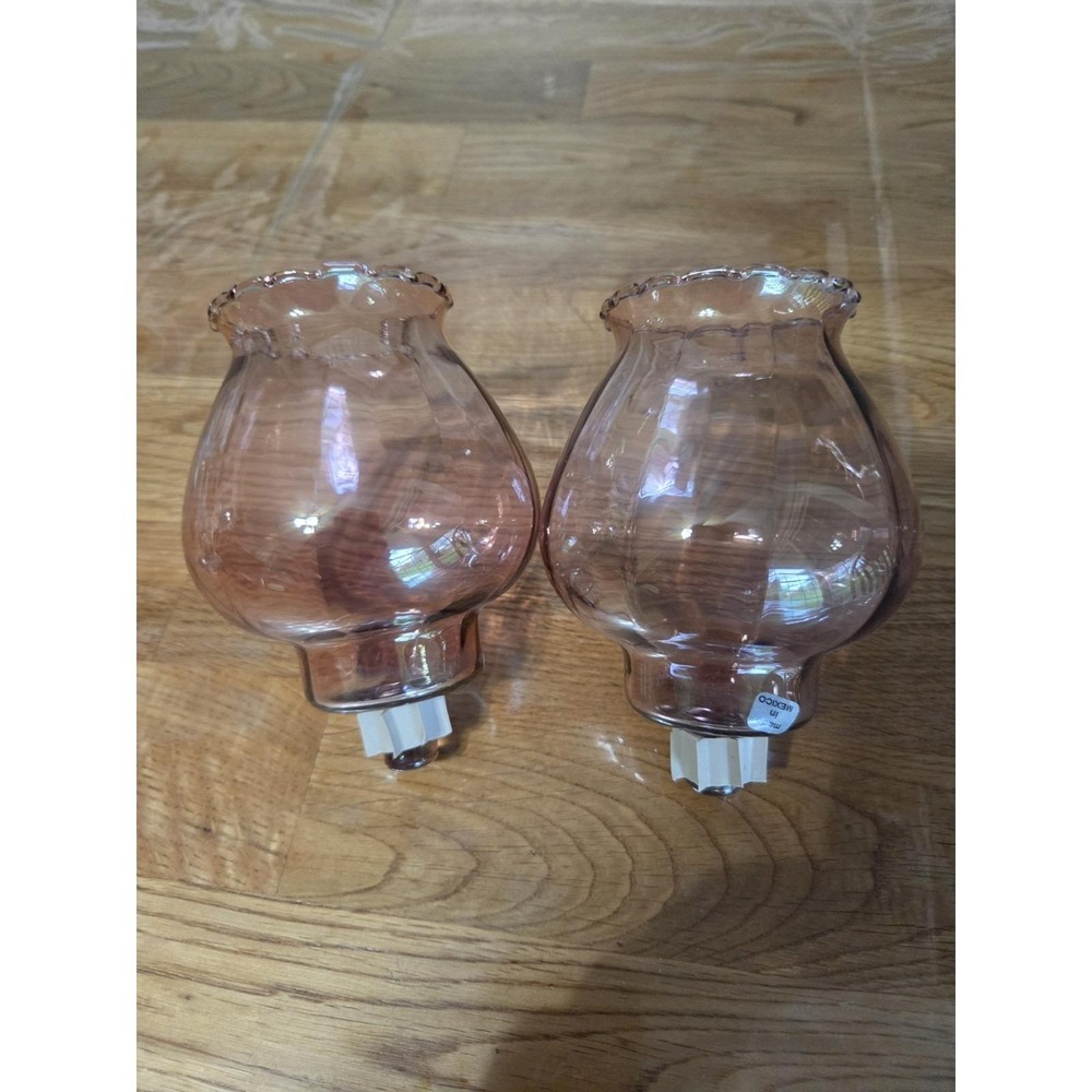 2 Vintage Home Interior Homco PINK Glass CELESTE Votive Peg CUPS with Grommets